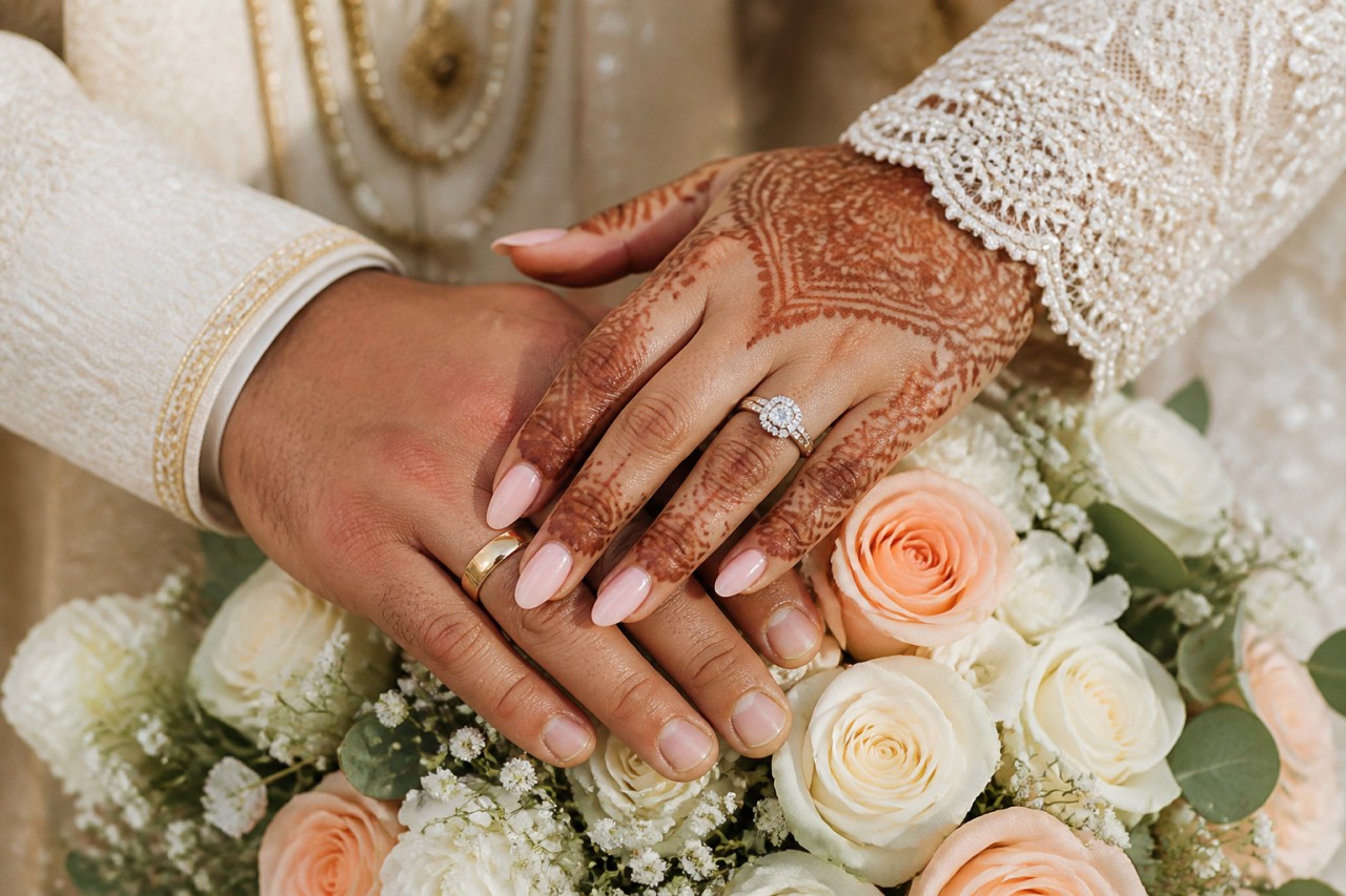 Warm candlelight and floral arrangements for a Walima evening